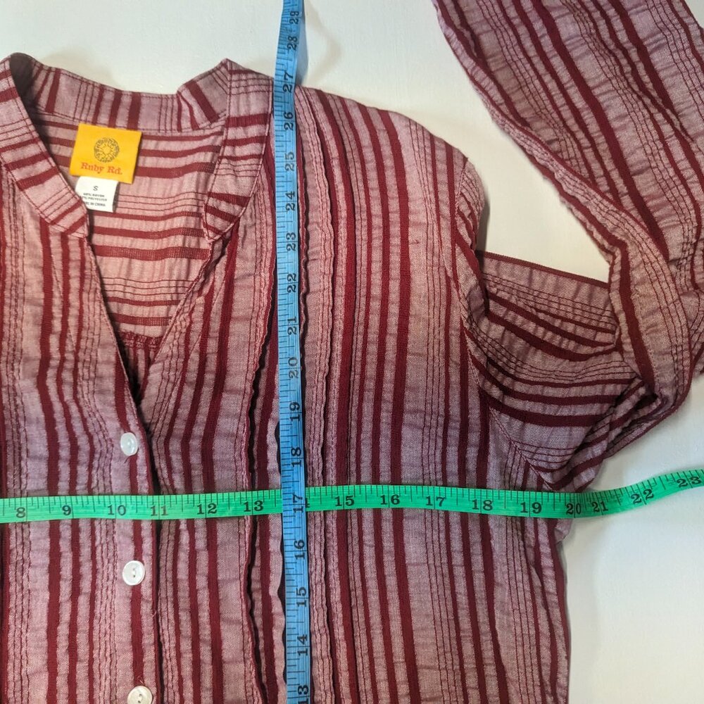 Ruby Rd. Size Small Red Striped Button Down - Picture 9 of 11